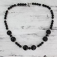 Onyx strand necklace, 'Midnight Muse' - Modern Black Onyx Necklace