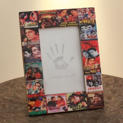 Wood photo frame, 'Bollywood Magic' (4x6) - Handcrafted Wood Phto Frame from India (4x6)