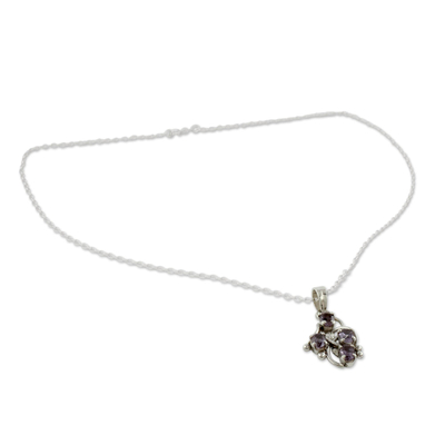 Halskette mit Amethyst-Anhänger - Halskette aus Amethyst und Sterlingsilber, Indien-Schmuck