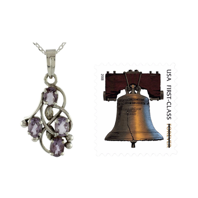 Collar con colgante de amatista - Collar de amatista y plata esterlina India Jewelry
