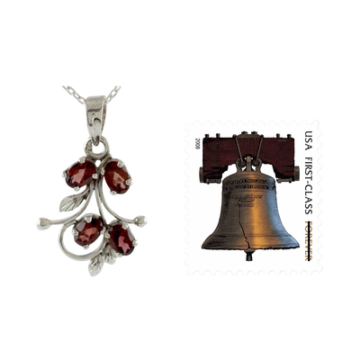 Collar con colgante de granate, 'Soneto' - India Jewelry Collar con colgante de granate