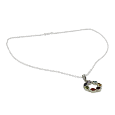 Multi-gemstone chakra necklace, 'Peace Within' - Multi-gemstone Necklace Chakra Jewellery from India