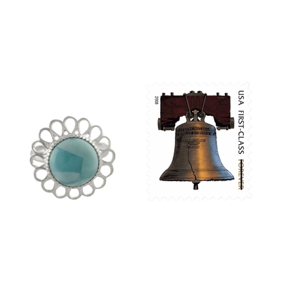 Larimar flower ring, 'Azure Blossom' - Larimar Single Stone Ring