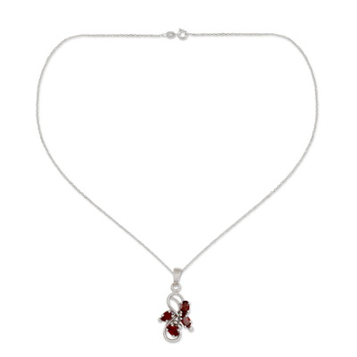 Garnet pendant necklace, 'Forbidden Fruit' - 1.5 Carat Garnet Pendant on Sterling Silver Necklace