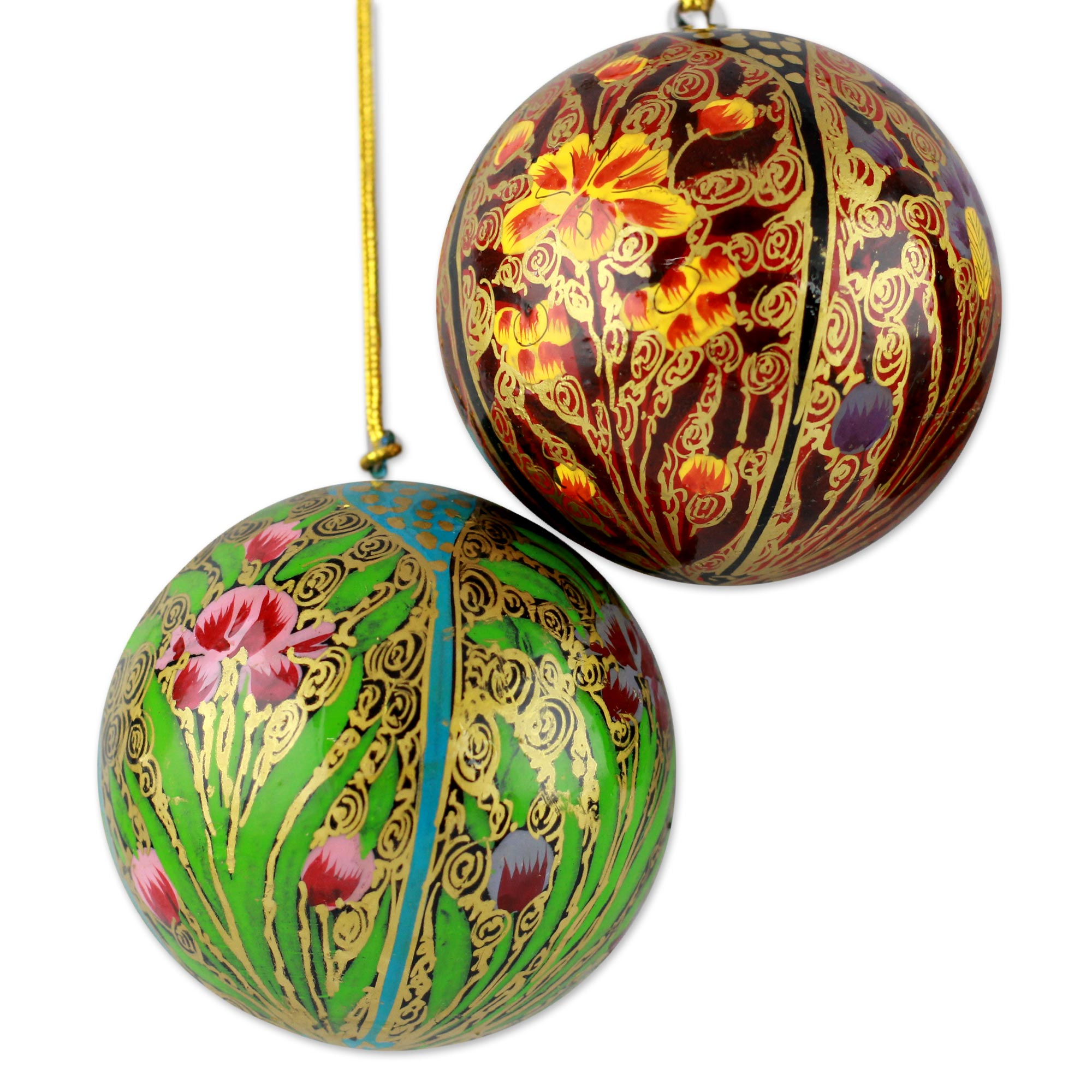 UNICEF Market  Set of 4 Handmade Floral Christmas Ornaments from India