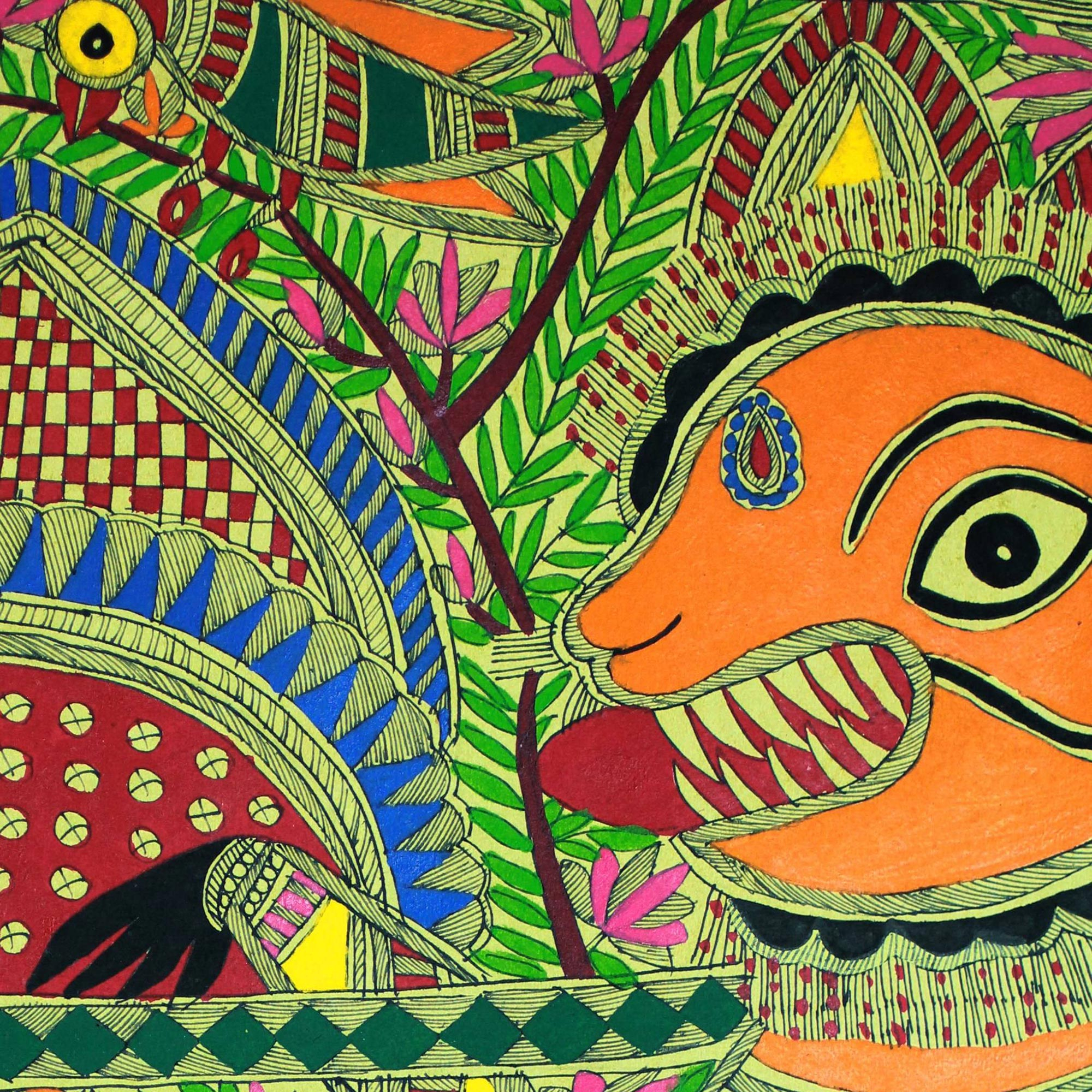 Original Madhubani Folk Art Painting of Goddess Durga - Durga's ...