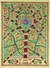 Madhubani painting, 'Tree of Life with Birds and Fish' - Original Madhubani Tree of Life Folk Art Painting