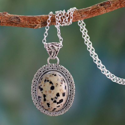 Necklace with Dalmatian Jasper Gemstone Calmness Available in different designs Fidelity & Determination For Joy