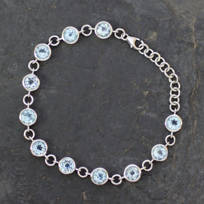 Blue topaz tennis bracelet, 'Love Forever' - Handmade Blue Topaz Bracelet from India