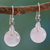Rose quartz dangle earrings, 'Moon of Romance' - Rose Quartz Sphere Earrings India Artisan Jewelry (image 2) thumbail