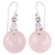 Rose quartz dangle earrings, 'Moon of Romance' - Rose Quartz Sphere Earrings India Artisan Jewelry thumbail