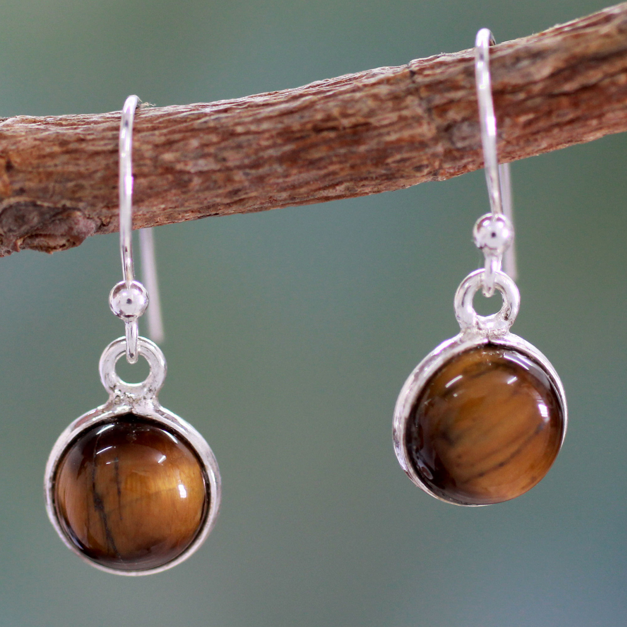 Details about   Solid Sterling Silver .925 Lucky Lanterns Genuine Red Tiger Eye Hook Earrings 