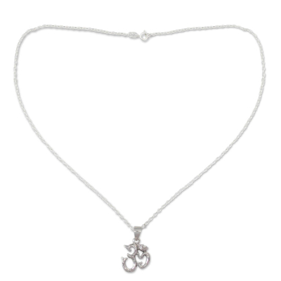 Sterling silver pendant necklace, 'Om Mantra' - Spiritual Hand Crafted Sterling Necklace from India