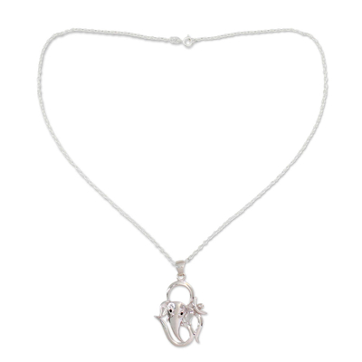 Sterling silver pendant necklace, 'Modern Ganesha' - Sterling Silver Handmade Ganesha Necklace