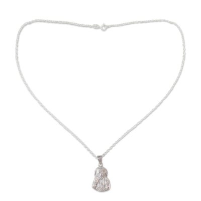 Sterling silver pendant necklace, 'Sai Baba Blessing' - India Artisan Crafted Sterling Silver Pendant Necklace