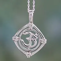 Sterling silver pendant necklace, Mantra Prayer