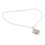 Sterling silver pendant necklace, 'Mantra Prayer' - India Mantra Silver Necklace