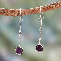 Amethyst dangle earrings, 'Pendulum'