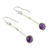 Amethyst dangle earrings, 'Pendulum' - Modern Silver Earrings with Amethyst (image 2b) thumbail
