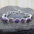 Amethyst link bracelet, 'Spiritual Friendship' - Amethyst and Purple Turquoise Sterling Silver Bracelet (image p216293) thumbail