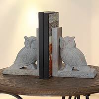 Soapstone bookends, 'Wisdom' (pair) - Hand Carved Soapstone Owl Bookends (Pair)