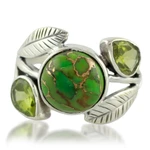Peridot cocktail ring, 'Green Ivy' - Handmade Peridot Ring with Composite Turquoise