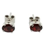 Garnet stud earrings, 'Scintillate' - 3 Carat Garnet Stud Earrings from India