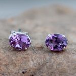 Amethyst stud earrings, 'Scintillate' - 2 Carat Amethyst Stud Earrings from India