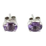 Amethyst stud earrings, 'Scintillate' - 2 Carat Amethyst Stud Earrings from India