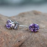 Amethyst stud earrings, 'Scintillate' - 2 Carat Amethyst Stud Earrings from India