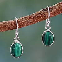 Malachite dangle earrings, Verdant Paths