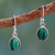 Malachite dangle earrings, 'Verdant Paths' - Silver and Malachite Earrings Crafted in India (image 2) thumbail