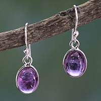 Amethyst dangle earrings, 'Luminous Lilac' - Handcrafted Sterling Silver Amethyst Dangle Earrings