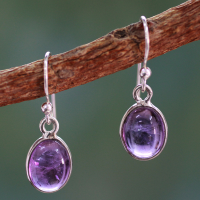 Amethyst dangle earrings, Luminous Lilac