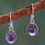 Amethyst dangle earrings, 'Luminous Lilac' - Silver and Amethyst Earrings Crafted in India (image 2) thumbail