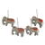 Wool ornaments, 'Elephants in Red' (set of 4) - Set of 4 Handmade Elephant Ornaments thumbail