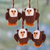 Wool ornaments, 'Solemn Brown Owls' (set of 4) - Four Handmade Owl Ornaments Set thumbail