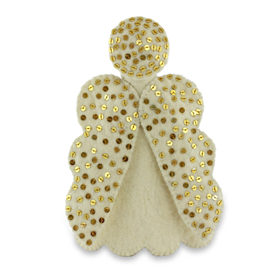 Baumkronenschmuck aus Wolle, 'Angel Smile' - Handgefertigtes Engel-Baumkronen-Ornament