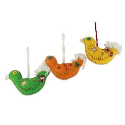 3 Fair Trade Bird Ornaments from India