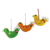 Wool ornaments, 'Song of Joy' (set of 3) - 3 Fair Trade Bird Ornaments from India (image 2a) thumbail