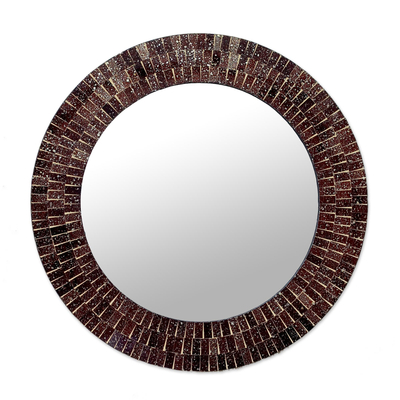 Espejo de mosaico de vidrio - Espejo de pared redondo con azulejos de vidrio