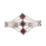 Garnet cuff bracelet, 'Glamour' - Modern Sterling Silver and Faceted Garnet Cuff Bracelet