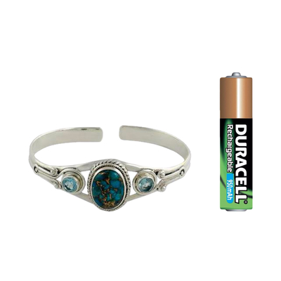Blautopas-Manschettenarmband - Handgefertigtes Blautopas-Armband mit zusammengesetztem Türkis