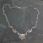 Citrine flower necklace, 'Queen of Nature' - Indian Jewelry Sterling Silver and Citrine Necklace