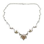 Citrine flower necklace, 'Queen of Nature' - Indian Jewelry Sterling Silver and Citrine Necklace