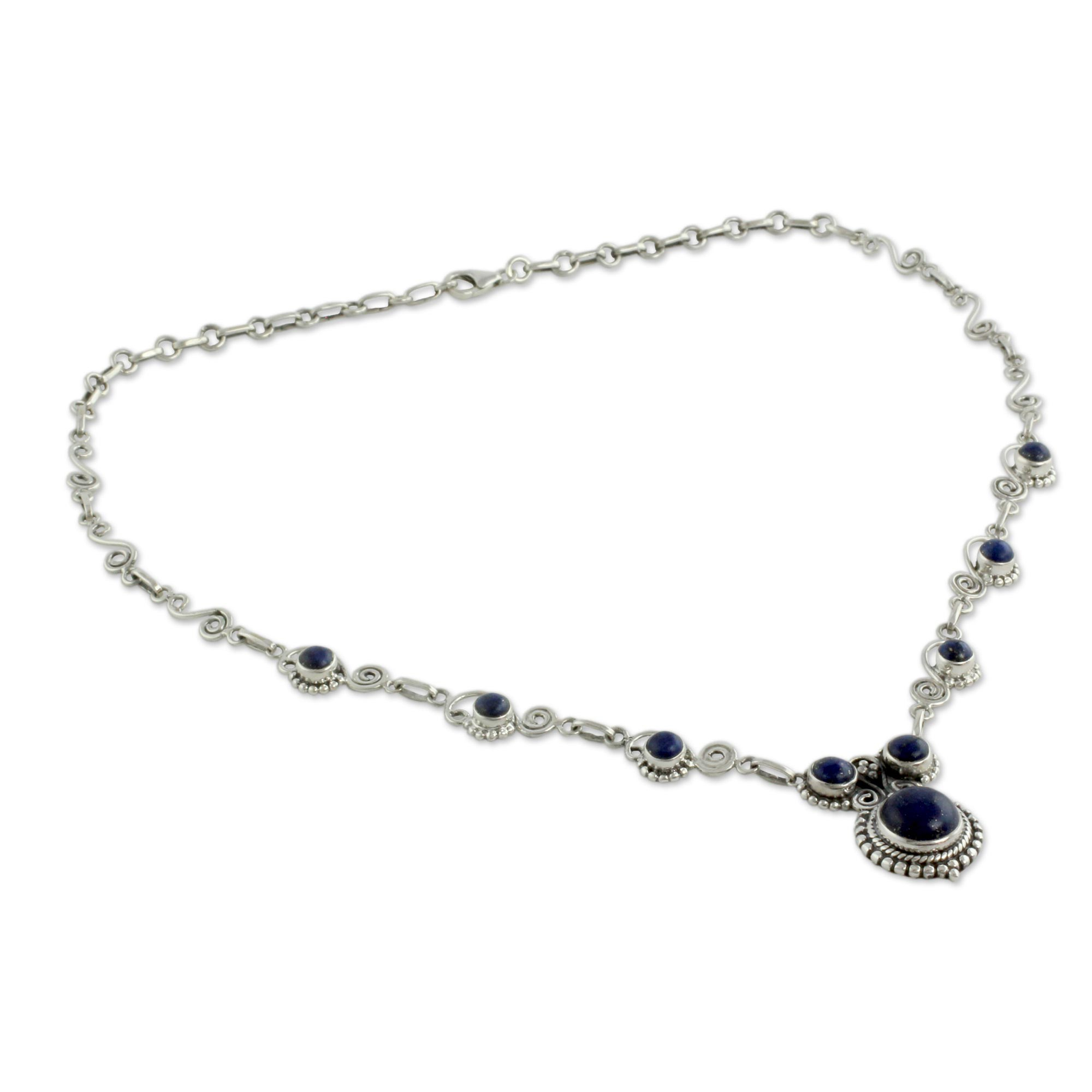 Unicef Market Sterling Silver And Lapis Lazuli Necklace Magnetism