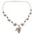 Rose quartz and garnet Y-necklace, 'Dew Blossom' - Handmade Necklace Rose Quartz and Garnet from India (image 2a) thumbail