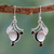 Rose quartz and garnet dangle earrings, 'Dew Blossom' - Handmade Earrings Rose Quartz and Garnet from India thumbail