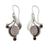 Rose quartz and garnet dangle earrings, 'Dew Blossom' - Handmade Earrings Rose Quartz and Garnet from India (image 2a) thumbail