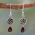 Garnet flower earrings, 'Scarlet Rose' - Garnet Floral jewellery from India thumbail